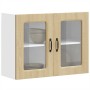 Armario de cocina de pared con puerta de cristal "Kalmar" de, roble Sonoma, madera de ingeniería en Armarios de cocina | Comprar