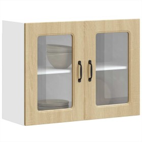 Armario de cocina de pared con puerta de cristal "Kalmar" de, roble Sonoma, madera de ingeniería en Armarios de cocina | Comprar