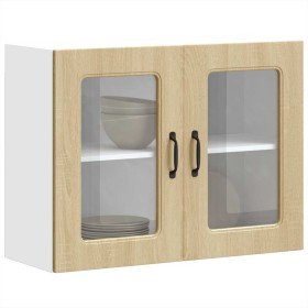 Armario de cocina de pared con puerta de cristal "Kalmar" de, roble Sonoma, madera de ingeniería en Armarios de cocina | Comprar