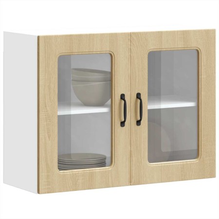 Armario de cocina de pared con puerta de cristal "Kalmar" de, roble Sonoma, madera de ingeniería en Armarios de cocina | Comprar
