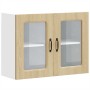 Armario de cocina de pared con puerta de cristal "Kalmar" de, roble Sonoma, madera de ingeniería en Armarios de cocina | Comprar