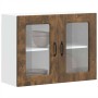 Armario de cocina de pared con puerta de cristal "Kalmar" de, roble ahumado, madera de ingeniería en Armarios de cocina | Compra
