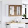 Armario de cocina de pared con puerta de cristal "Kalmar" de, roble ahumado, madera de ingeniería en Armarios de cocina | Compra