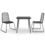 Set de comedor de jardín de 3 piezas PVC ratán negro de vidaXL, Conjuntos de jardín - Ref: Foro24-3060112, Precio: 217,12 €, ...
