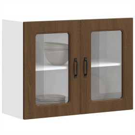 Armario pared cocina puerta de cristal Kalmar roble marrón en Armarios de cocina | Comprar online en Foru.es