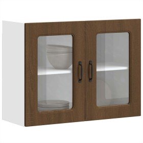 Armario pared cocina puerta de cristal Kalmar roble marrón en Armarios de cocina | Comprar online en Foru.es
