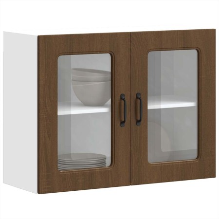 Armario pared cocina puerta de cristal Kalmar roble marrón en Armarios de cocina | Comprar online en Foru.es
