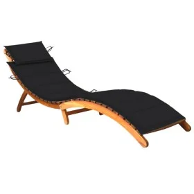 Garden sun lounger with solid acacia wood cushion. by vidaXL, Loungers - Ref: Foro24-3061579, Price: 178,15 €, Discount: %