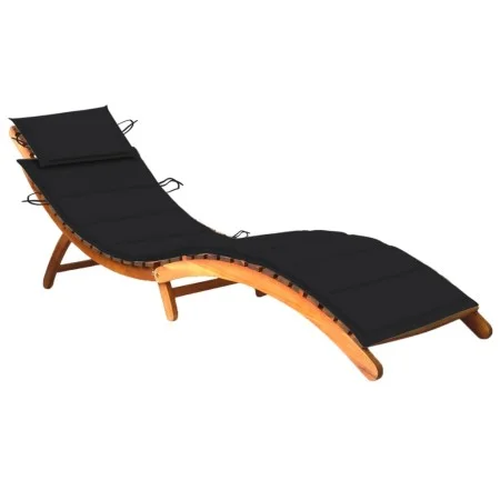Garden sun lounger with solid acacia wood cushion. by vidaXL, Loungers - Ref: Foro24-3061579, Price: 178,15 €, Discount: %