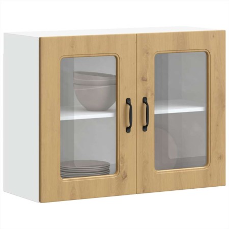 Armario de cocina de pared con puerta de cristal "Kalmar" de, roble artesanal, madera de ingeniería en Armarios de cocina | Comp