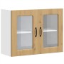 Armario de cocina de pared con puerta de cristal "Kalmar" de, roble artesanal, madera de ingeniería en Armarios de cocina | Comp