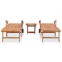 Tumbonas 2 uds con mesa madera maciza de teca de vidaXL, Tumbonas - Ref: Foro24-3051437, Precio: 525,25 €, Descuento: %