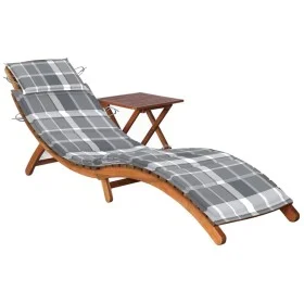 Tumbona de jardín con mesa y cojín madera maciza de acacia de vidaXL, Tumbonas - Ref: Foro24-3061601, Precio: 190,09 €, Descu...