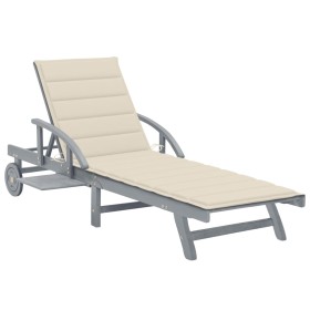 Tumbona de jardín con cojín madera maciza de acacia de vidaXL, Tumbonas - Ref: Foro24-3061331, Precio: 210,38 €, Descuento: %