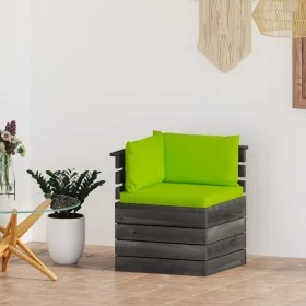 Corner sofa made of garden pallets with pine wood cushions by vidaXL, Modular outdoor sofas - Ref: Foro24-3061658, Price: 114...