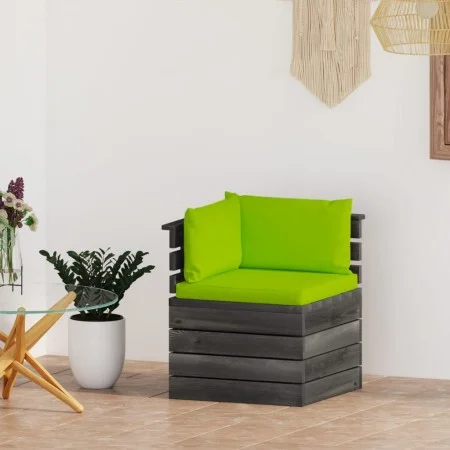 Corner sofa made of garden pallets with pine wood cushions by vidaXL, Modular outdoor sofas - Ref: Foro24-3061658, Price: 114...