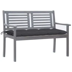 Banco de jardín 2 plazas madera eucalipto gris y cojín 120 cm de vidaXL, Bancos de jardín - Ref: Foro24-3061038, Precio: 192,...