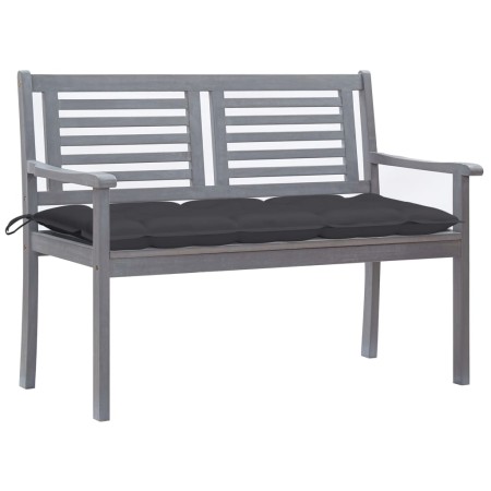 Banco de jardín 2 plazas madera eucalipto gris y cojín 120 cm de vidaXL, Bancos de jardín - Ref: Foro24-3061038, Precio: 192,...