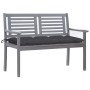 Banco de jardín 2 plazas madera eucalipto gris y cojín 120 cm de vidaXL, Bancos de jardín - Ref: Foro24-3061038, Precio: 192,...