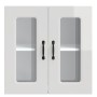 Armario de cocina de pared con puerta de cristal "Kalmar" de, madera de ingeniería blanca brillante en Armarios de cocina | Comp