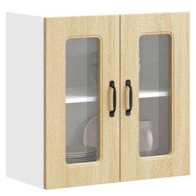 Armario de cocina de pared con puerta de cristal "Kalmar" de, roble Sonoma, madera de ingeniería en Armarios de cocina | Comprar