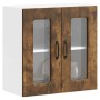 Armario de cocina de pared con puerta de cristal "Kalmar" de, roble ahumado, madera de ingeniería en Armarios de cocina | Compra