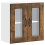 Armario de cocina de pared con puerta de cristal "Kalmar" de, roble ahumado, madera de ingeniería en Armarios de cocina | Compra