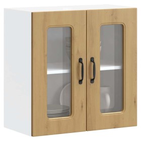 Armario de cocina de pared con puerta de cristal "Kalmar" de, roble artesanal, madera de ingeniería en Armarios de cocina | Comp