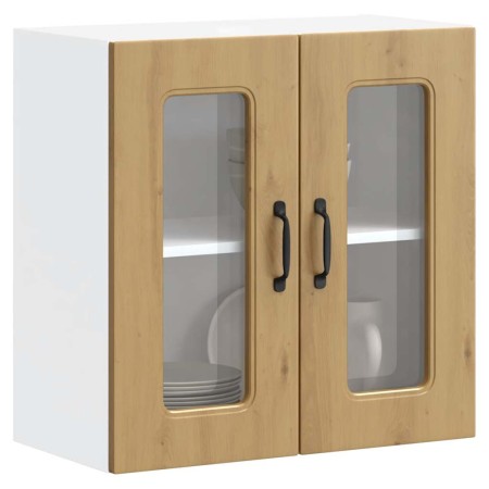 Armario de cocina de pared con puerta de cristal "Kalmar" de, roble artesanal, madera de ingeniería en Armarios de cocina | Comp