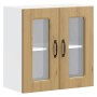Armario de cocina de pared con puerta de cristal "Kalmar" de, roble artesanal, madera de ingeniería en Armarios de cocina | Comp