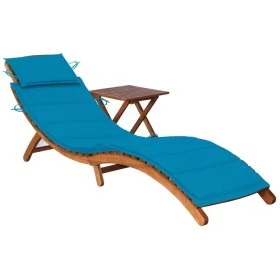 Garden lounger with table and cushion made of solid acacia wood. by vidaXL, Loungers - Ref: Foro24-3061591, Price: 187,56 €, ...
