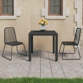 Set de comedor de jardín de 3 piezas PVC ratán negro de vidaXL, Conjuntos de jardín - Ref: Foro24-3060118, Precio: 263,03 €, ...