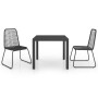 Set de comedor de jardín de 3 piezas PVC ratán negro de vidaXL, Conjuntos de jardín - Ref: Foro24-3060118, Precio: 263,03 €, ...