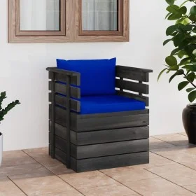 Garden armchair with pine wood cushions by vidaXL, Modular outdoor sofas - Ref: Foro24-3061729, Price: 92,32 €, Discount: %