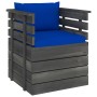 Sillón de jardín con cojines madera de pino de vidaXL, Sofás modulares de exterior - Ref: Foro24-3061729, Precio: 96,17 €, De...
