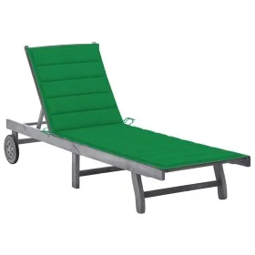 Garden lounger with solid gray acacia wood cushion by vidaXL, Loungers - Ref: Foro24-3061364, Price: 194,06 €, Discount: %