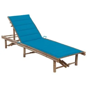 Tumbona de jardín con cojín bambú de vidaXL, Tumbonas - Ref: Foro24-3061636, Precio: 206,09 €, Descuento: %