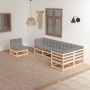 Muebles de jardín 6 piezas con cojines de madera de pino maciza en Conjuntos de jardín | Comprar online en Foru.es