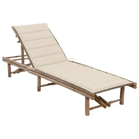 Tumbona de jardín con cojín bambú de vidaXL, Tumbonas - Ref: Foro24-3061634, Precio: 210,90 €, Descuento: %