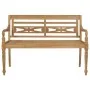 Banco Batavia madera maciza teca y cojín a cuadros gris 120 cm de vidaXL, Bancos de jardín - Ref: Foro24-3062168, Precio: 224...
