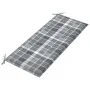 Banco Batavia madera maciza teca y cojín a cuadros gris 120 cm de vidaXL, Bancos de jardín - Ref: Foro24-3062168, Precio: 224...