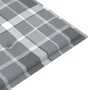 Banco Batavia madera maciza teca y cojín a cuadros gris 120 cm de vidaXL, Bancos de jardín - Ref: Foro24-3062168, Precio: 224...