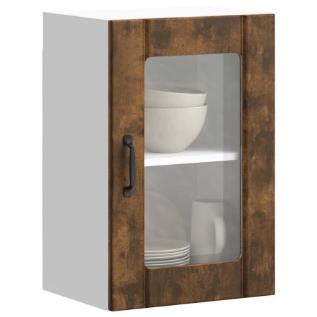 Armario de pared para cocina puerta cristal Lucca roble ahumado en Armarios de cocina | Comprar online en Foru.es