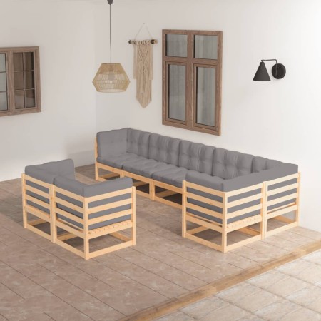 Muebles de jardín 8 pzas y cojines madera maciza pino en Conjuntos de jardín | Comprar online en Foru.es