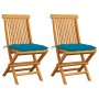 Sillas de jardín 2 uds madera de teca con cojines azul claro de vidaXL, Sillas de jardín - Ref: Foro24-3062479, Precio: 142,6...