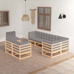 Muebles de jardín 8 pzas y cojines madera maciza pino en Conjuntos de jardín | Comprar online en Foru.es
