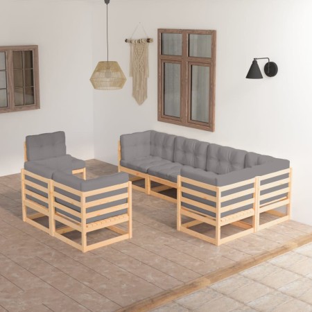 Muebles de jardín 8 pzas y cojines madera maciza pino en Conjuntos de jardín | Comprar online en Foru.es