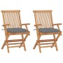 Sillas de jardín 2 uds madera teca con cojines grises de vidaXL, Sillas de jardín - Ref: Foro24-3062503, Precio: 199,30 €, De...