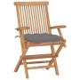 Sillas de jardín 2 uds madera teca con cojines grises de vidaXL, Sillas de jardín - Ref: Foro24-3062503, Precio: 199,30 €, De...