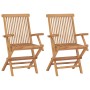 Sillas de jardín 2 uds madera teca con cojines grises de vidaXL, Sillas de jardín - Ref: Foro24-3062503, Precio: 199,30 €, De...